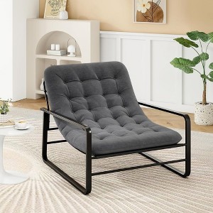 SEVOBAL Accent Chair Arm Chair Small Sofa for Living Room Mid Century Modern Accent Chairs Boucle Reading Bedroom Chair, Gray, 35"*32"*36" - 1 of 4