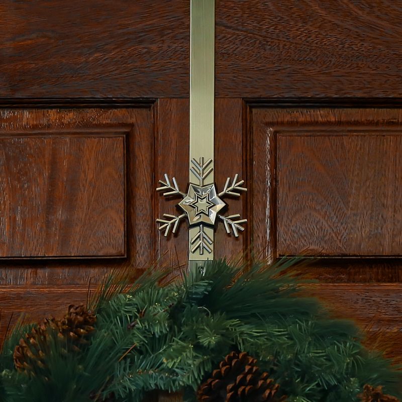 Haute Decor Christmas Adjustable Wreath Hanger with Snowflake Icon Antique Brass, 4 of 5