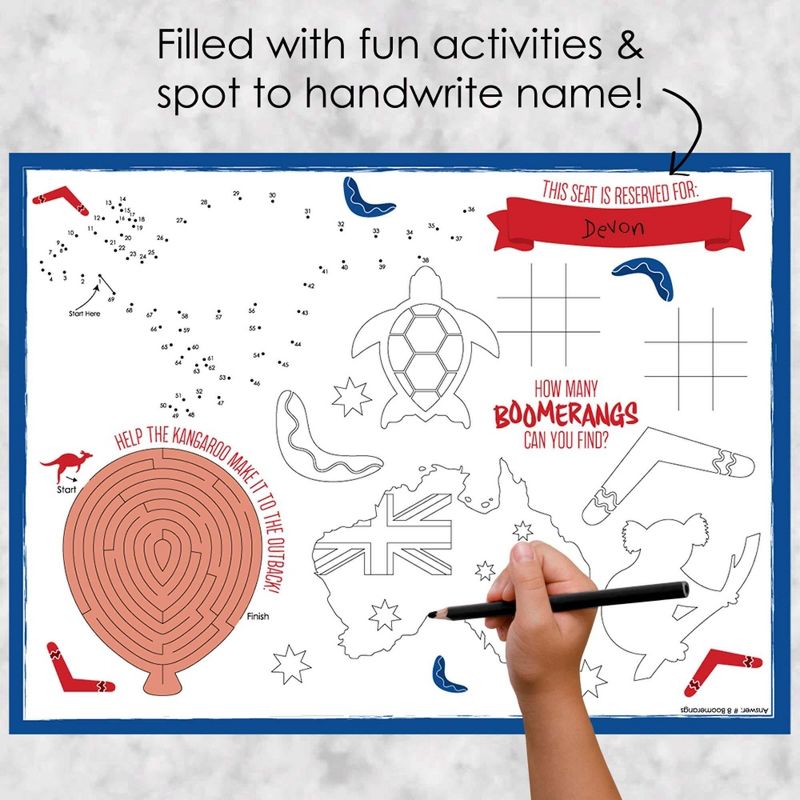 Big Dot of Happiness Australia Day - Paper G'Day Mate Aussie Party Coloring Sheets - Activity Placemats - Set of 16, 2 of 8