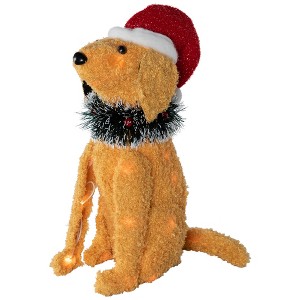 Northlight 3D Lighted Sitting Dog Outdoor Christmas Decoration - 17.75" - Clear Lights - 1 of 4
