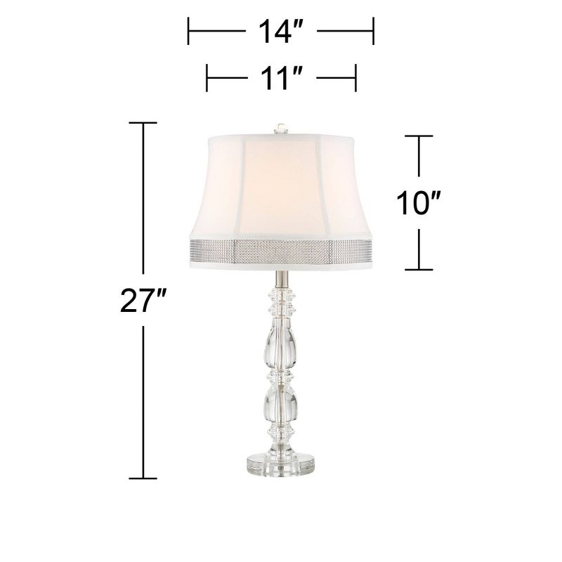 Vienna Full Spectrum Ana Traditional Table Lamps 27" Tall Set of 2 Crystal White Fabric Gallery Bling Shade for Bedroom Living Room Bedside Nightstand, 4 of 10