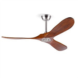 52 Inch Solid Wood Ceiling Fan With Remote, Modern Farmhouse Ceiling Fan With Reversible DC Motor For Bedroom, Living Room Study Room - 1 of 4