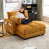 Oversized Corduroy Sleeper Sofa Chaise Lounge with USB Charging, Cup Holder, and Side Pocket - 3 of 4