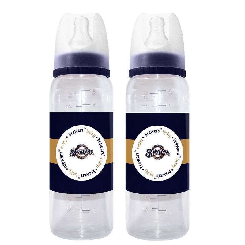 BabyFanatic Officially Licensed MLB Milwaukee Brewers 9oz Infant Baby Bottle 2 Pack, 1 of 4