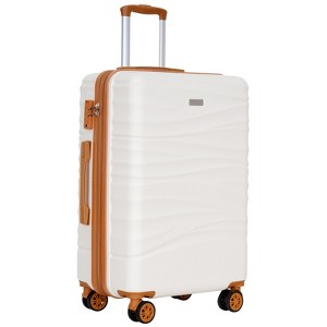 Hykolity 28" Checked Luggage, Expandable Hardshell Suitcase with Double Spinner Wheels WHITE - 1 of 4