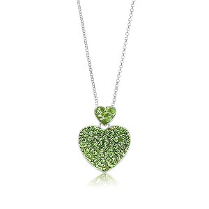 Chanteur Hypoallergenic Kids Jewelry Accessories Heart Green Crystal White Gold Palladium Plating Necklace Pendant - 1 of 1