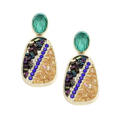 SOHI Women's Green Crystal Drop Earrings