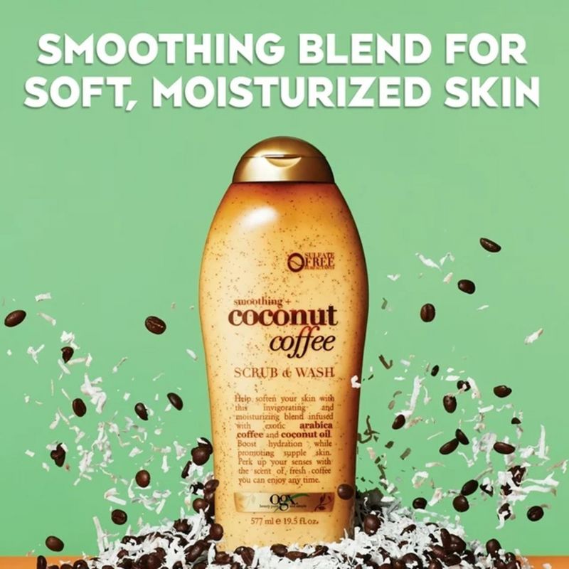 OGX Smoothing + Coconut Coffee Exfoliating Body Scrub with Arabica Coffee &#38; Coconut Oil, 19.5oz, 2 of 10