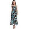 Women's 2025 Summer Beach Dress Floral V-Neck Tie Front Spaghetti Strap Flowy Long Boho Maxi Dress - 2 of 4