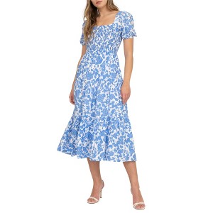 August Sky Women's Smocked Floral Midi Dress - 1 of 3