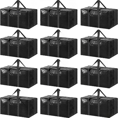 12 Pack Extra Heavy Duty Large Moving Bags Strong Zipper & Comfortable Handles, Sturdy & Durable Clothes Storage Bags