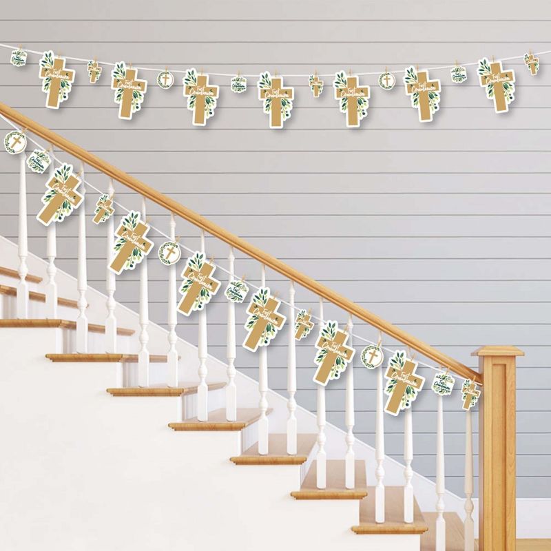 Big Dot of Happiness First Communion Elegant Cross - Religious Party DIY Decorations - Clothespin Garland Banner - 44 Pieces, 2 of 8