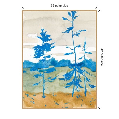 Cerulean Spruce Trees Nature Vista Framed Canvas Wall Art
