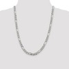 Black Bow Jewelry Men's 7.25 Sterling Silver Pave Flat Figaro Chain Necklace - 2 of 4