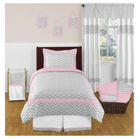 Gray Pink Zig Zag Comforter Set Twin Sweet Jojo Designs Target