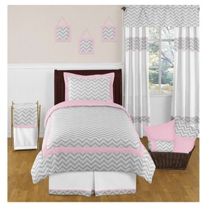 Gray & Pink Zig Zag Comforter Set (Twin) - Sweet Jojo Designs , Gray Pink