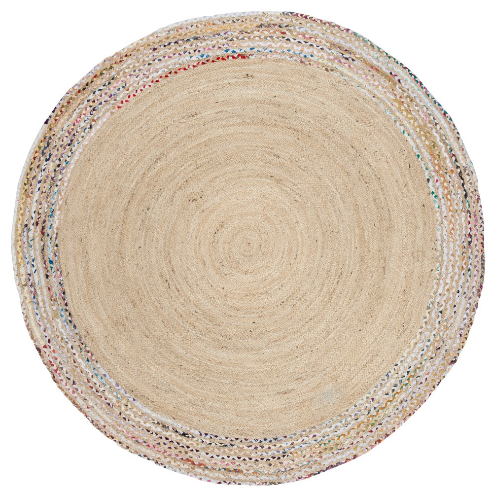 5'x5' Round Carla Solid Woven Accent Rug Ivory/Light Beige Round - Safavieh