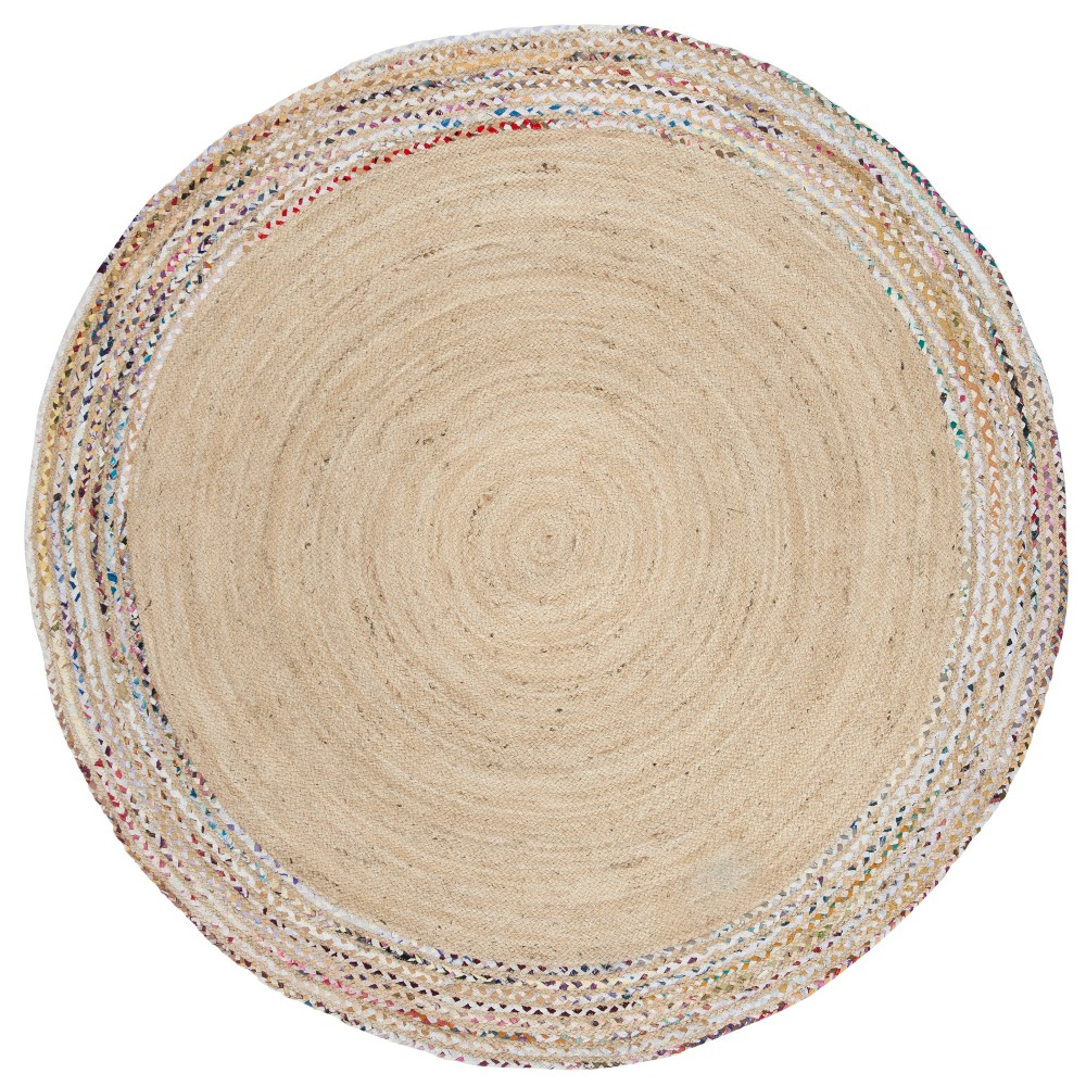 5'x5' Round Carla Solid Woven Accent Rug Ivory/Light Beige Round - Safavieh