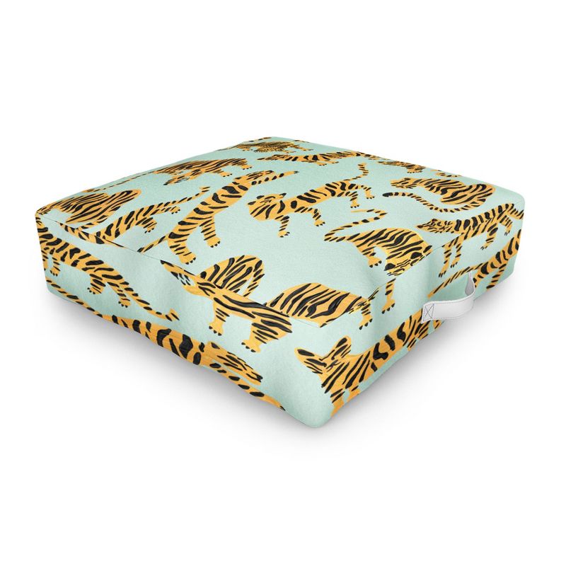 Cat Coquillette Tiger Collection Mint Orange Outdoor Floor Cushion - Deny Designs, 1 of 3