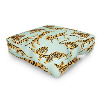 Cat Coquillette Tiger Collection Mint Orange Outdoor Floor Cushion - Deny Designs