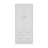 ORRD White Armoire 71" H with 2 Doors, 2 Drawers & Hanging Rod | Freestanding Wardrobe for Bedroom Storage | Easy Assembly Closet - 3 of 4