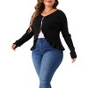 Agnes Orinda Women's Plus Size Long Sleeve Button Ruffle Open Front Knit Cardigan - 2 of 4