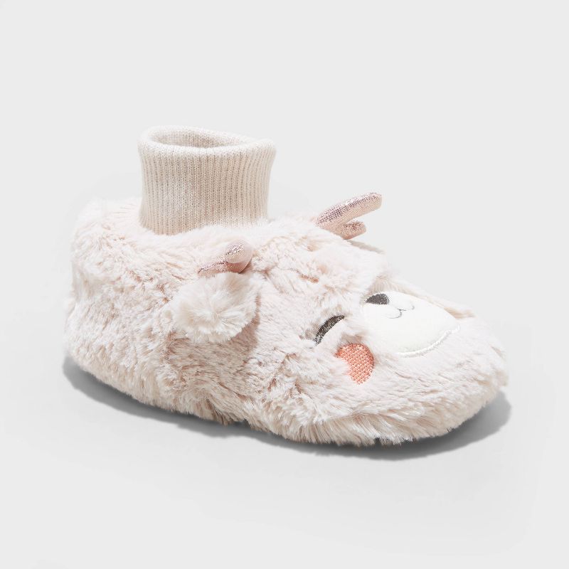 Toddler Girls' Doe Fawn Bootie Slippers - Cat & Jack™ Tan, 1 of 5