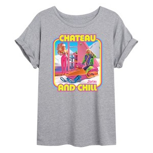 Women's - Barbie - Retro Chateau And Chill-Juniors Oversized Graphic T-Shirt Oversized Graphic T-Shirt - 1 of 4