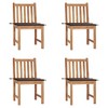 vidaXL Taupe Cushion Patio Chairs - Set of 4 in Solid Teak Wood for Indoor and Outdoor Use, Easy Assembly, Durably Crafted for Long-Lasting Durability - 2 of 4
