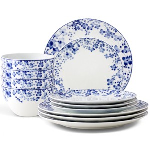 Noritake Bloomington Road Blue 12-Piece Dinnerware Set, Service for 4 - 1 of 4