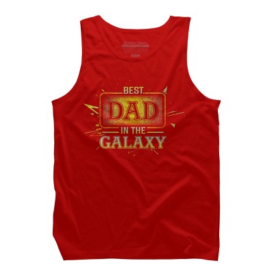 Men's Design By Humans Best Dad In Galaxy Badge By AmusingDesignCo Tank Top