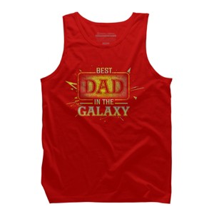 Men's Design By Humans Best Dad In Galaxy Badge By AmusingDesignCo Tank Top - 1 of 2