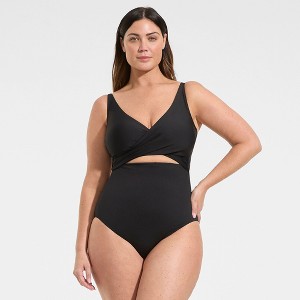Lands' End Women's Wrap Monokini High Leg One Piece Swimsuit - 1 of 4