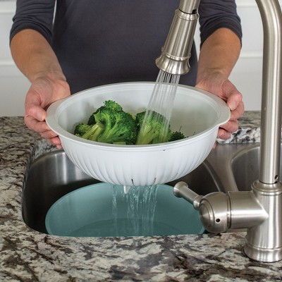 Nordic Ware 2-in-1 White and Sea Glass Colander Bowl Set