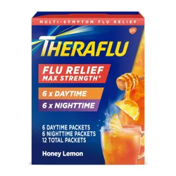 Theraflu Multi-Symptom Flu Relief Max Strength Day & Night Powder - Honey Lemon - 12ct