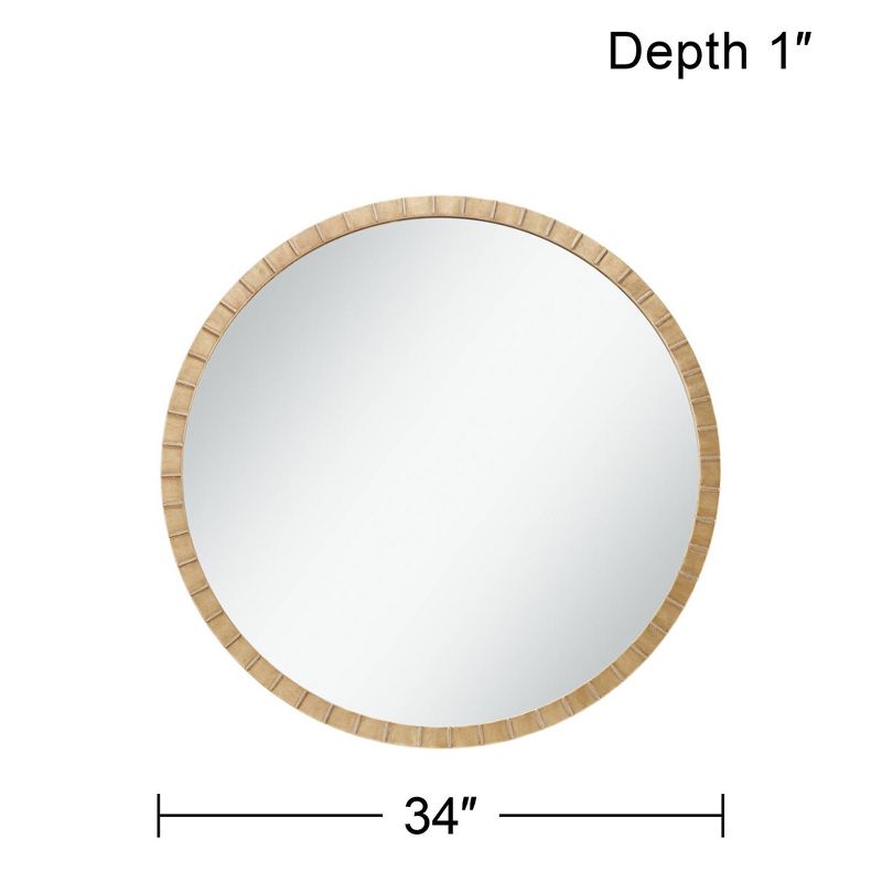 Uttermost Gracia Round Vanity Decorative Wall Mirror Modern Warm Gold Leaf Tiled Iron Frame 34" Wide for Bathroom Bedroom Living Room Home Office, 5 of 7