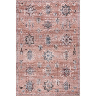 Nuloom Vivica Spill Proof Treated Faded Medallion Pet Friendly Premium Machine Washable Area Rug