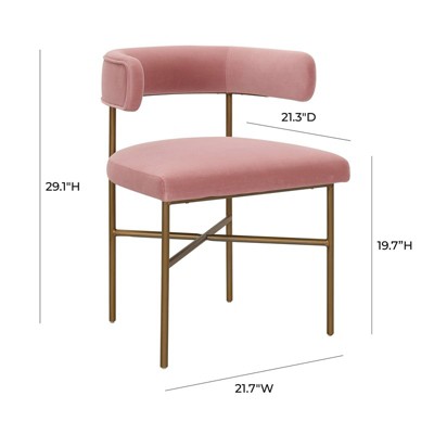 Blush Velvet Upholstered Dining Chair with Gold X-Base