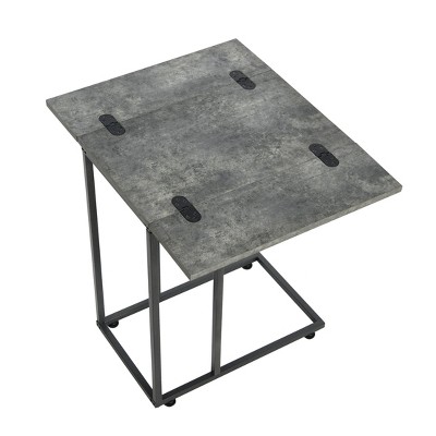 Jamestown Gray and Black Metal Extendable C-Shaped Side Table
