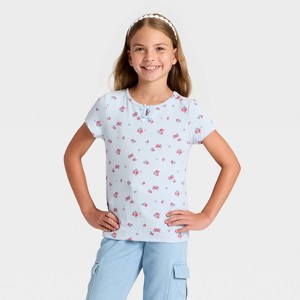 Girls' Short Sleeve Printed Ribbed T-Shirt - Cat & Jack™ - 1 of 3