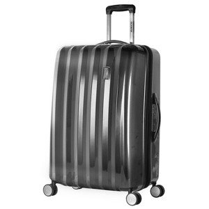 Olympia USA Titan Expandable Hardside Checked Carry On Spinner Suitcase - Black - 1 of 4