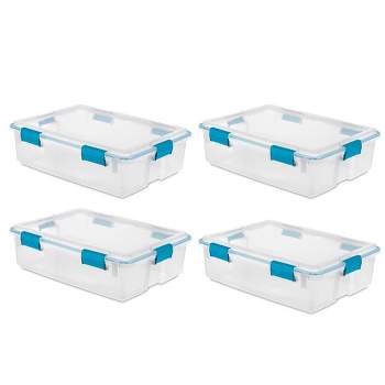 Sterilite Multipurpose Plastic Under-Bed Storage Tote Bins with Secure Gasket Latching Lids for Home Organization