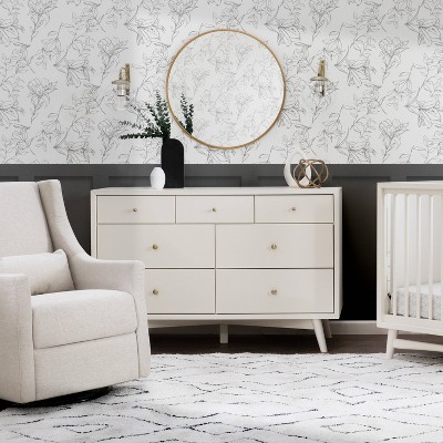 Palma Mid-Century Modern 7-Drawer Dresser with Brushed Metal Hardware