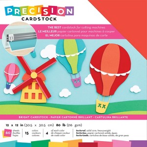 American Crafts Precision Cardstock Pack 80lb 12"X12" 60/Pkg-Bright/Textured - 1 of 2