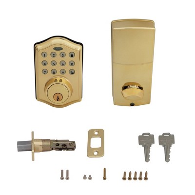 Honeywell Polished Brass Electronic Deadbolt with Keypad