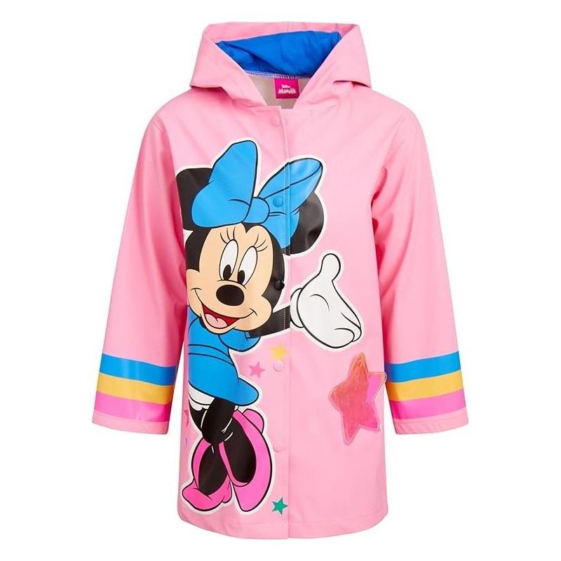Disney Minnie Mouse Girls' Rain Jacket - Slicker Shell Raincoat: Toddlers Ages 2-5, 1 of 4