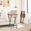 MaseiKar Folding TV Tray Tables, Set of 2 Wooden TV Trays Side Tables, Portable Sofa Snack Table, Rustic Brown and Black - 4 of 4