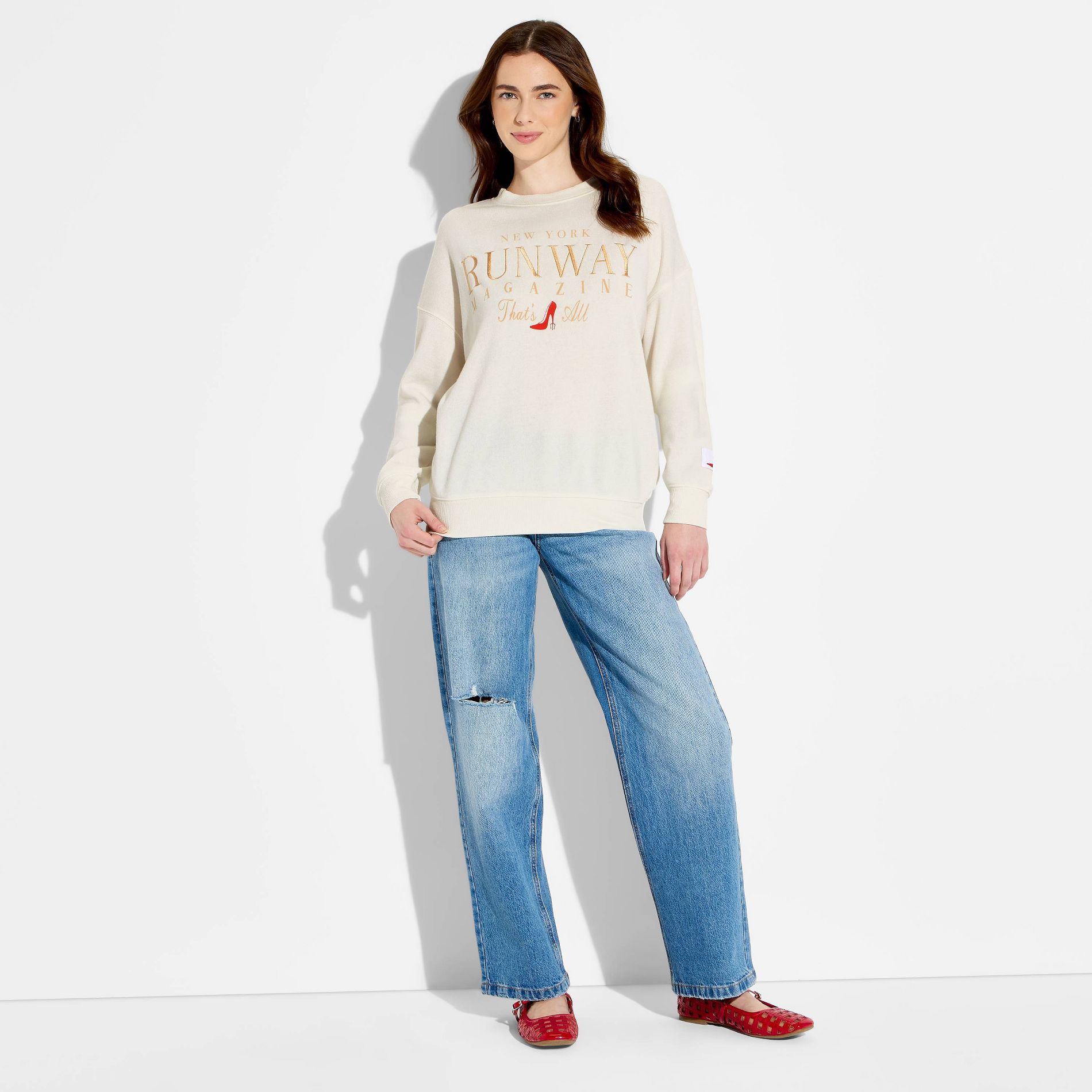 Women's The Devil Wears Prada Runway Magazine Graphic Pullover Sweatshirt - Cream