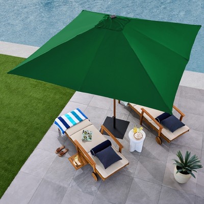 9ft Green Solar LED Lighted Market Patio Umbrella with Metal Pole
