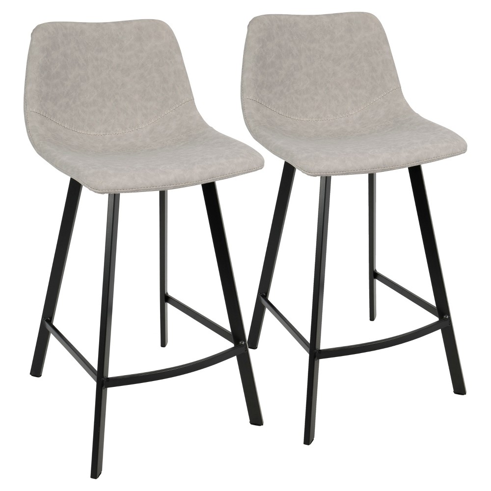 Photos - Chair Set of 2 26" Outlaw Industrial Counter Height Barstool Gray - Lumisource